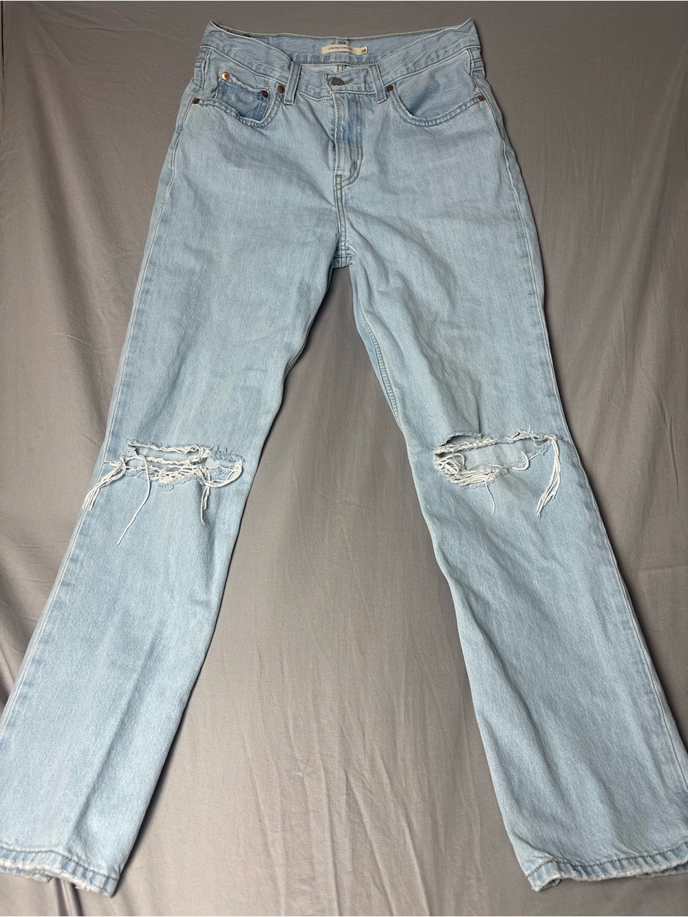 Levi's Light Blue Distressed Straight-Leg Jeans